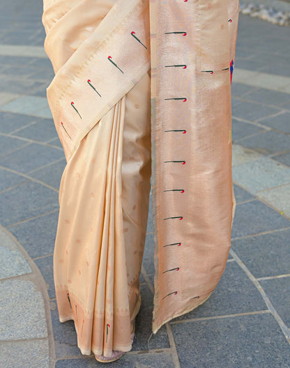 Cream Silk Woven Paithani Saree