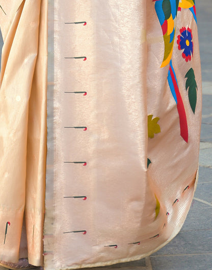 Cream Silk Woven Paithani Saree