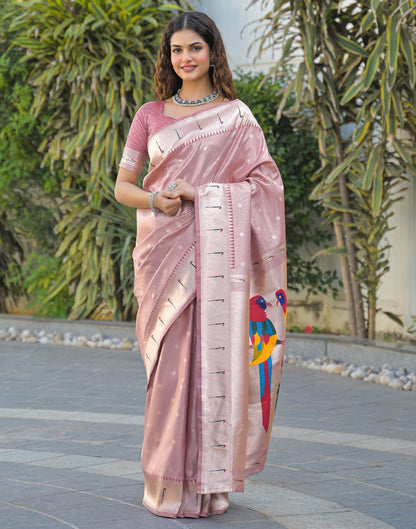 Mauve Silk Woven Paithani Saree