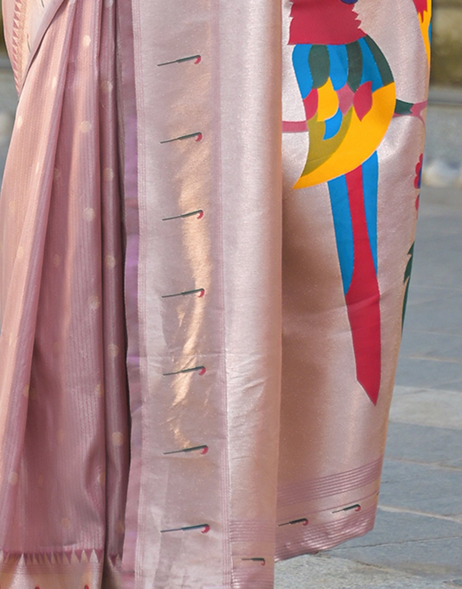 Mauve Silk Woven Paithani Saree