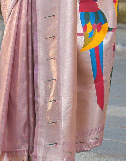 Mauve Silk Woven Paithani Saree