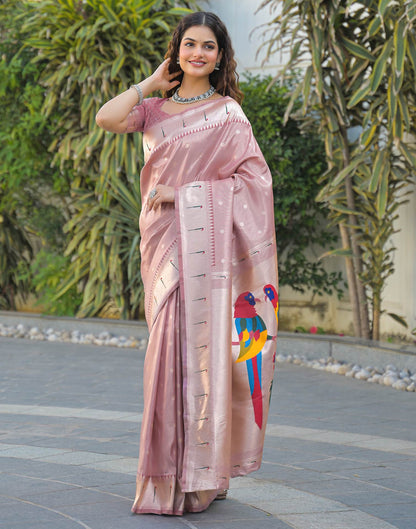 Mauve Silk Woven Paithani Saree