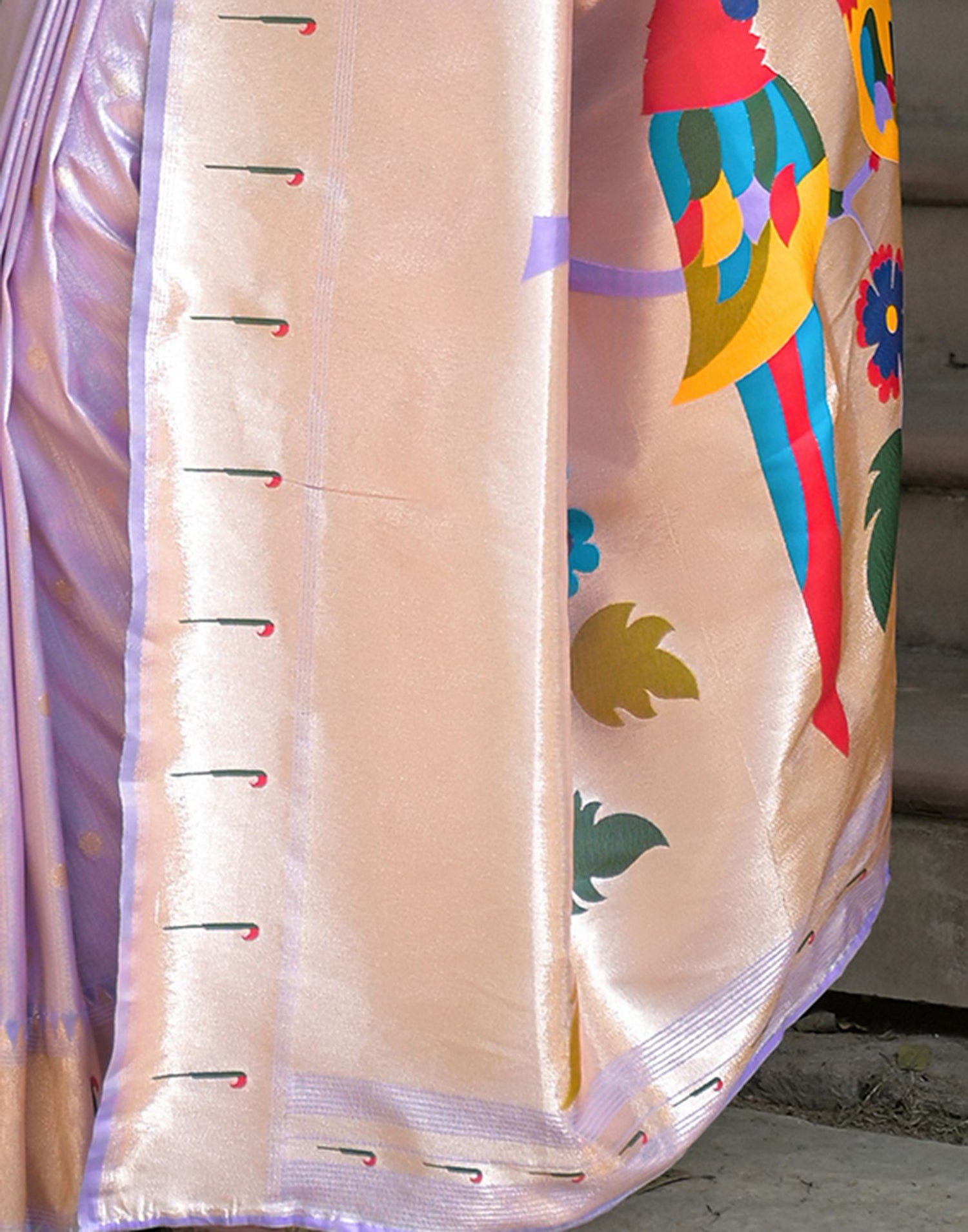 Lavender Silk Woven Paithani Saree