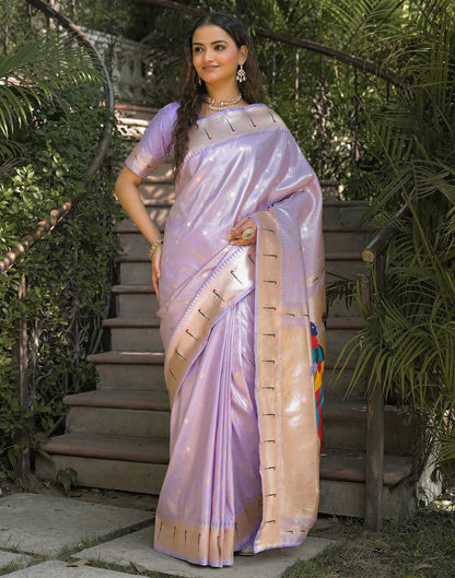 Lavender Silk Woven Paithani Saree
