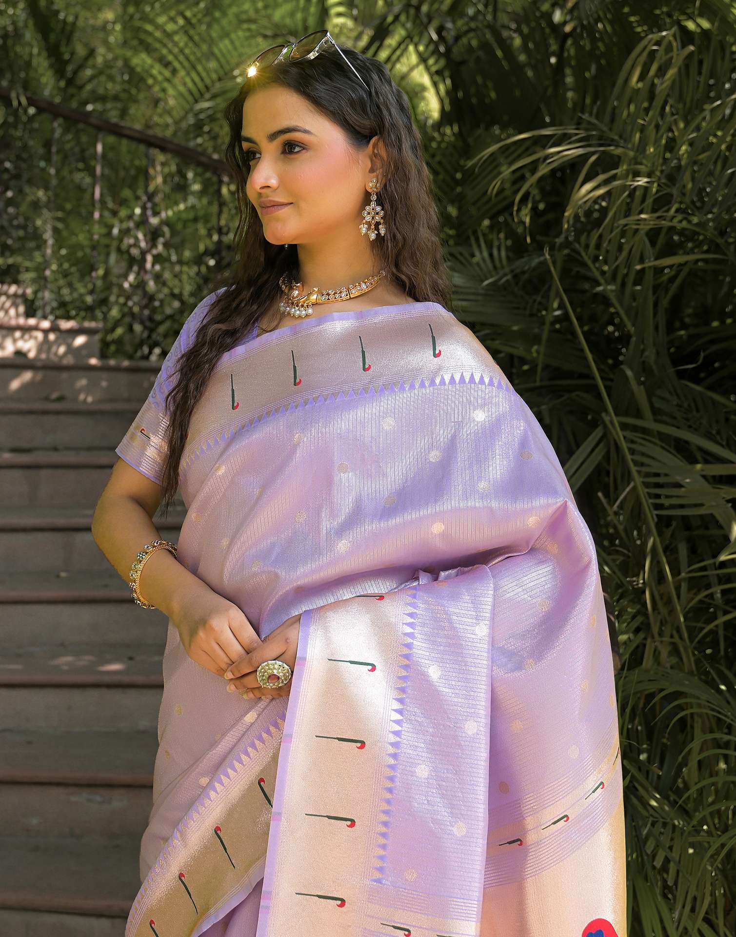 Lavender Silk Woven Paithani Saree