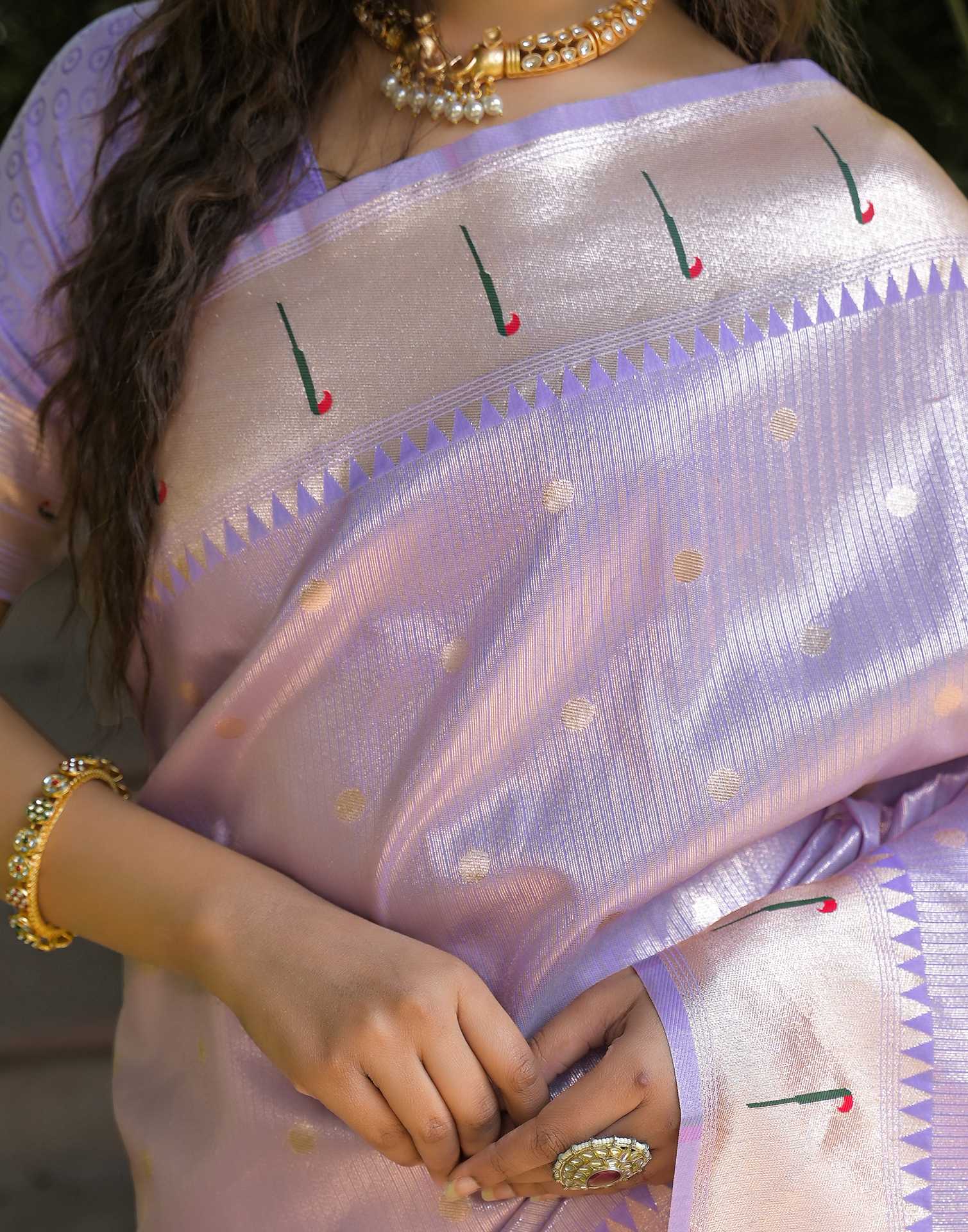 Lavender Silk Woven Paithani Saree