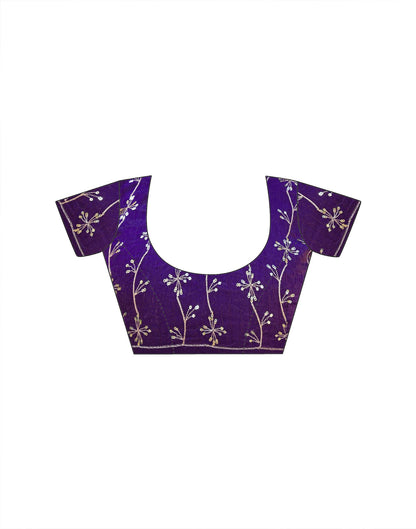 Purple Shimmer Chiffon Sequence Embroidery saree