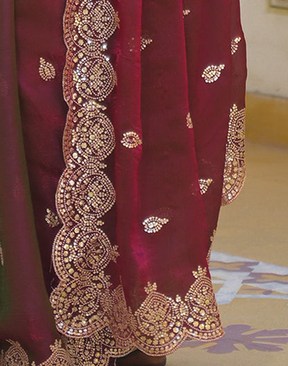 Wine Shimmer Chiffon Sequence Embroidery saree