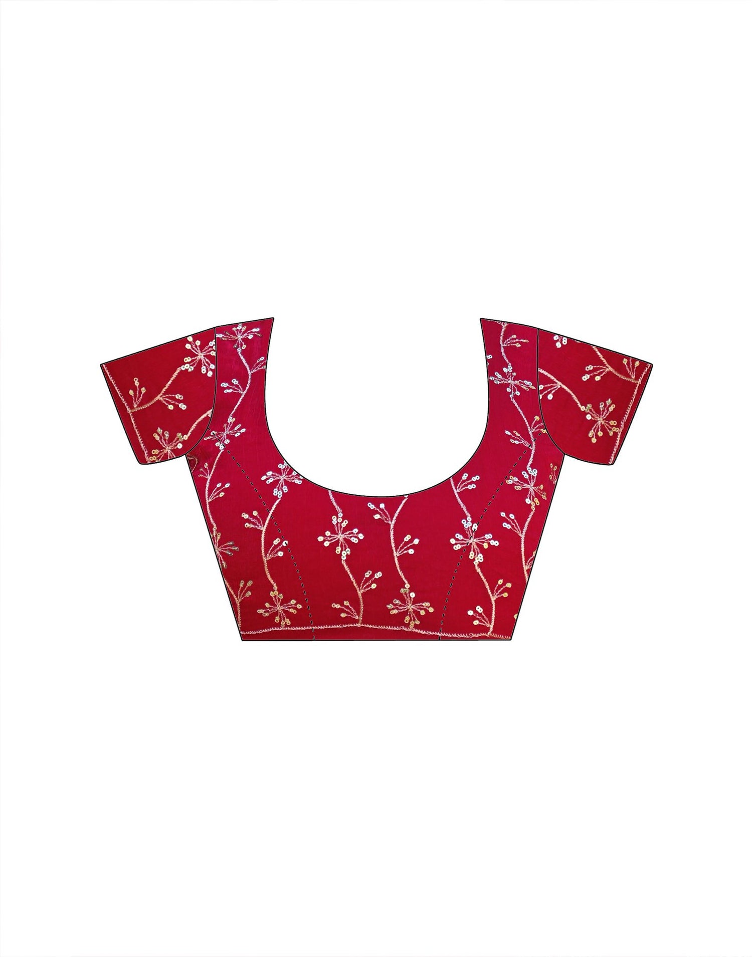 Red Shimmer Chiffon Sequence Embroidery saree