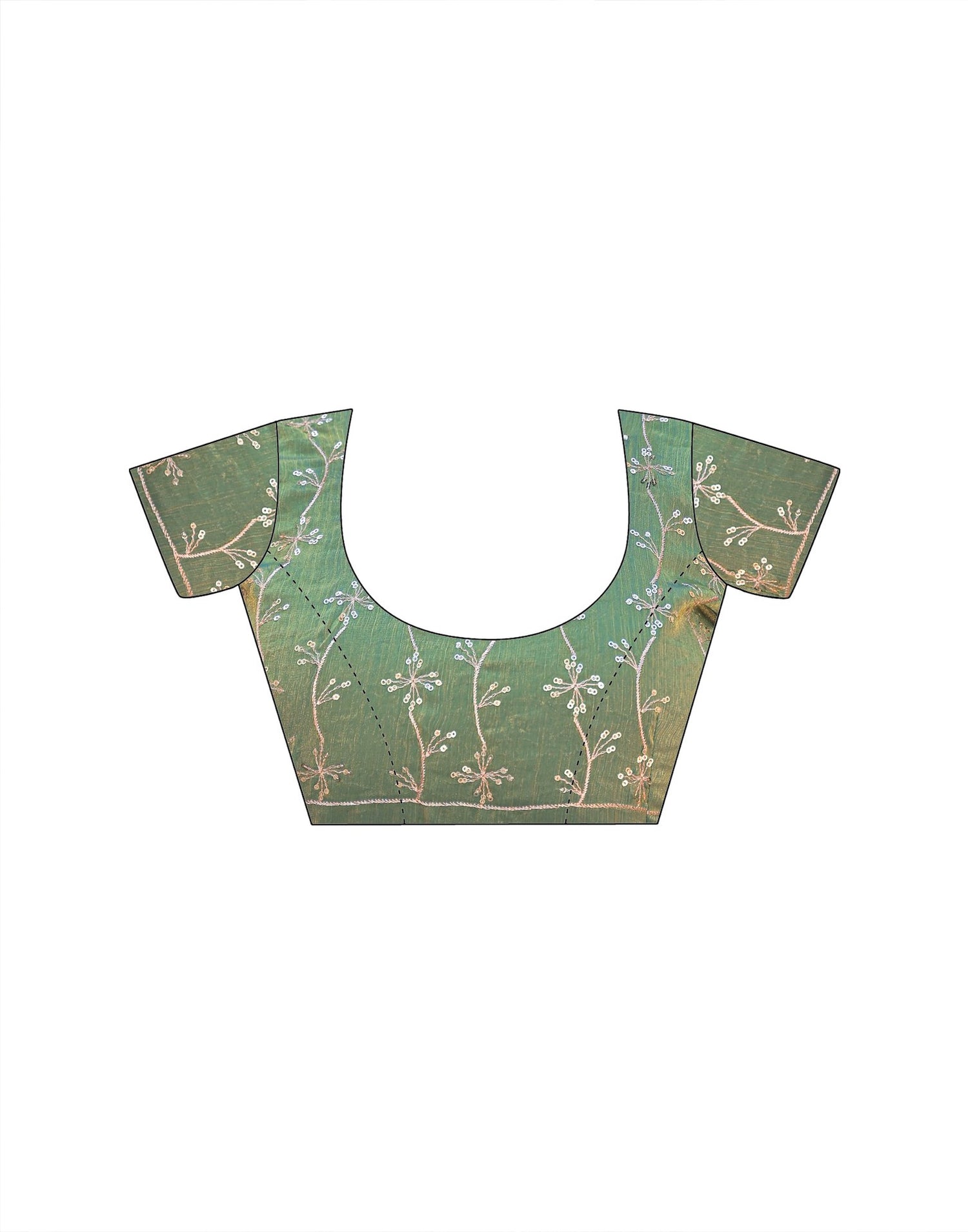 Mint Green Shimmer Chiffon Sequence Embroidery saree