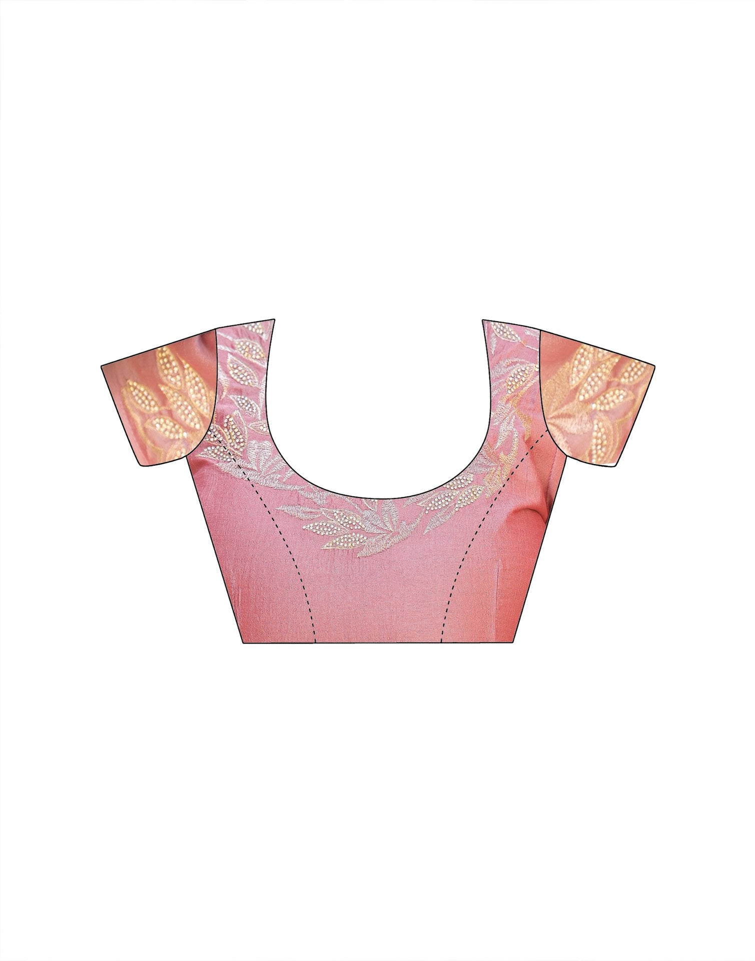 Light Pink Vichitra Silk Embroidery Saree