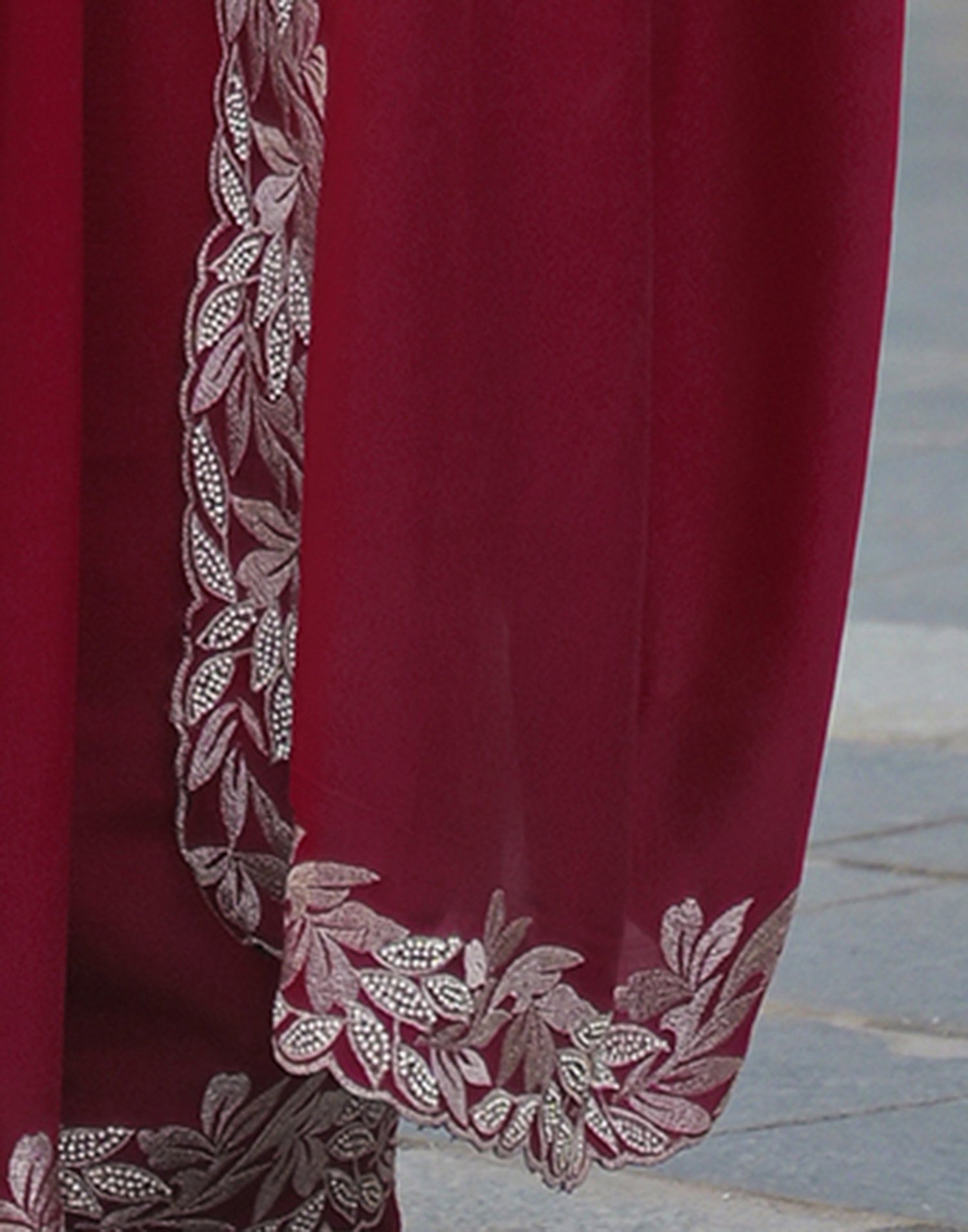 Red Vichitra Silk Embroidery Saree