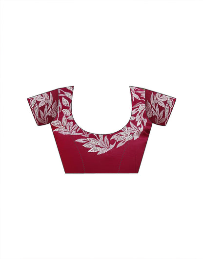 Red Vichitra Silk Embroidery Saree