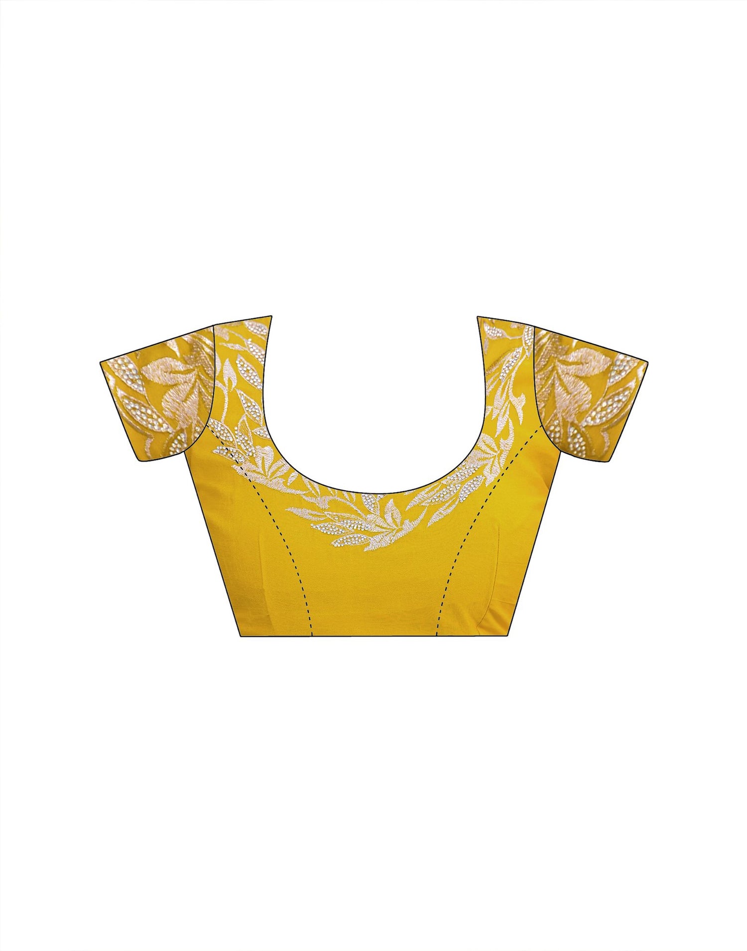 Yellow Vichitra Silk Embroidery Saree