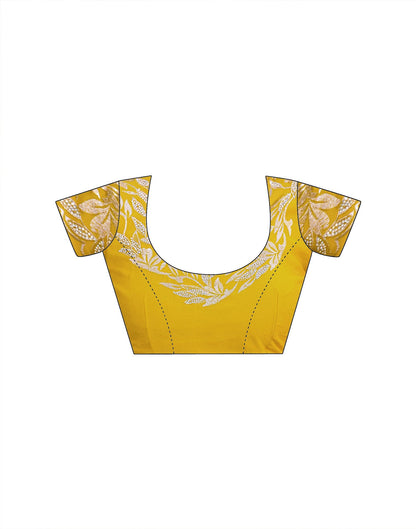 Yellow Vichitra Silk Embroidery Saree