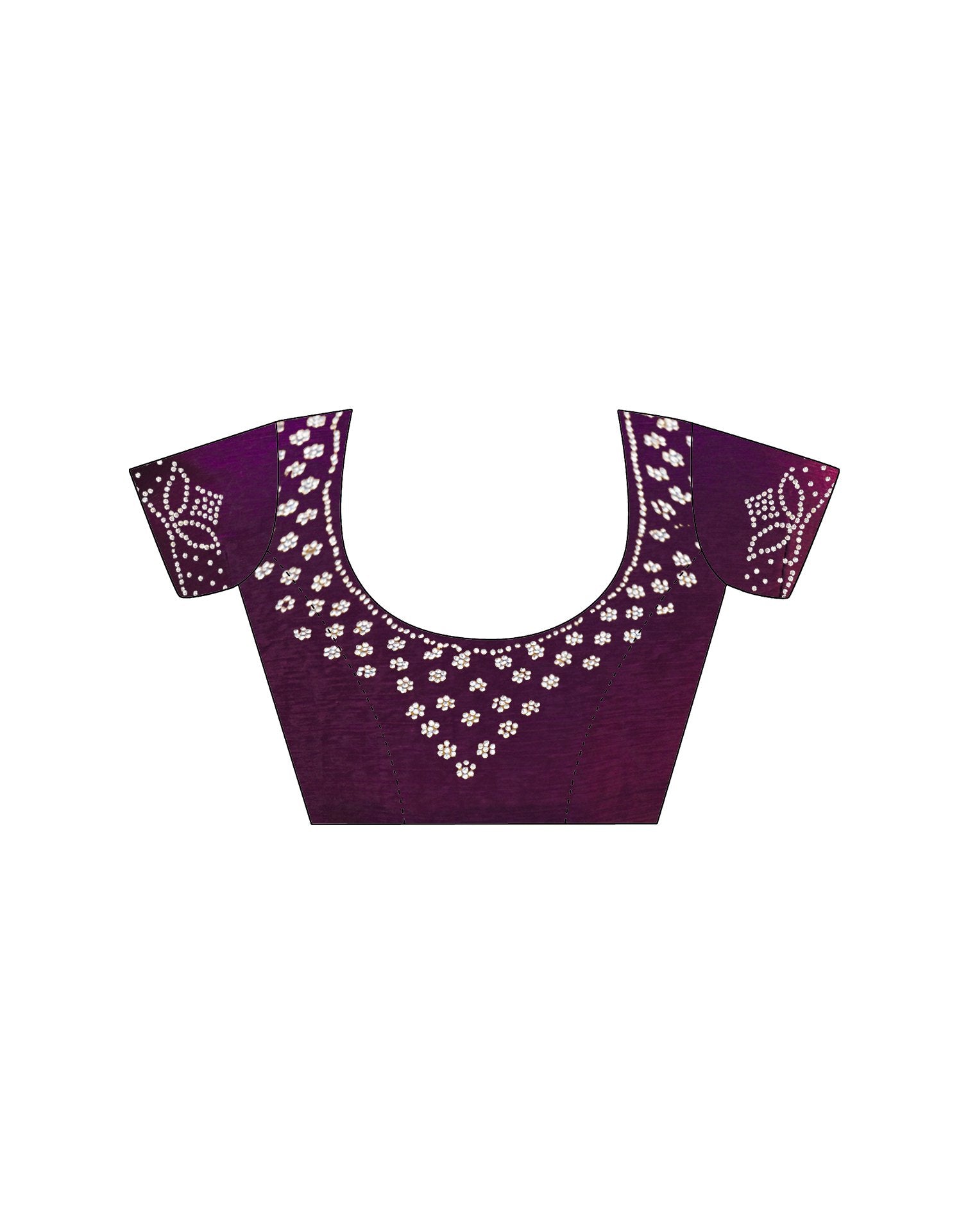 Dark Purple Satin Stone Work Embellished Saree