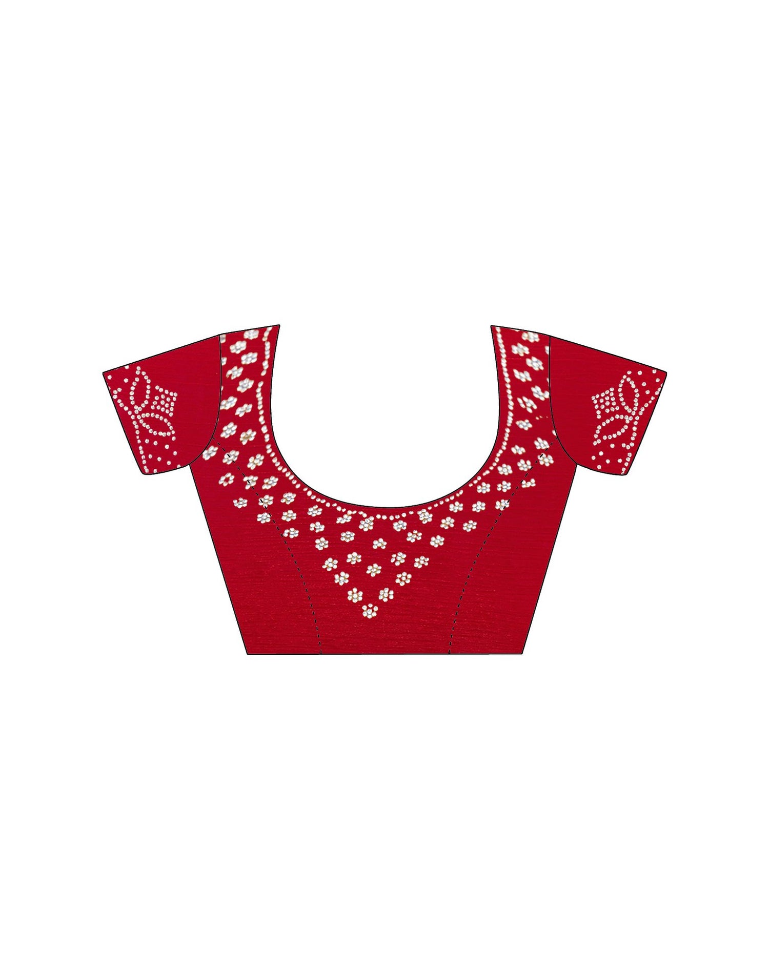 Red Satin Stone Work Embellished Saree