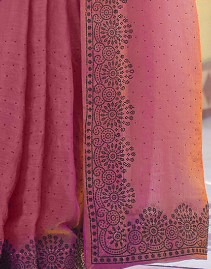 Pink Shimmer Stone Work Swarovski  Saree