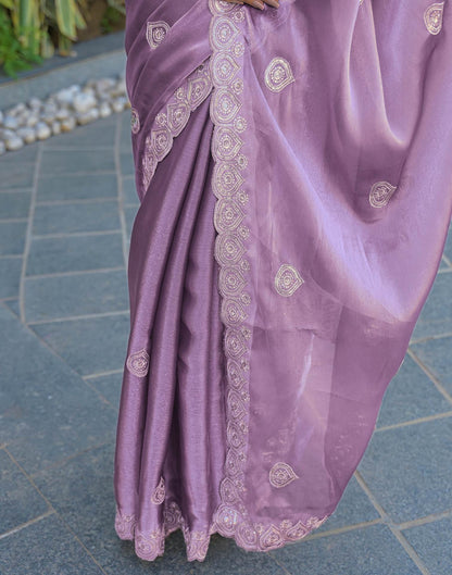 Lavender Shimmer Sequence Embroidery Saree