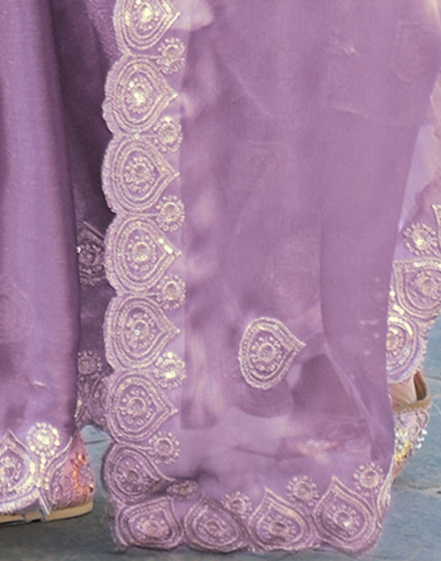 Lavender Shimmer Sequence Embroidery Saree