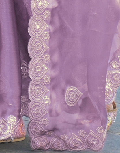 Lavender Shimmer Sequence Embroidery Saree