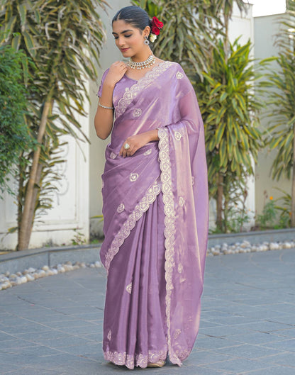 Lavender Shimmer Sequence Embroidery Saree