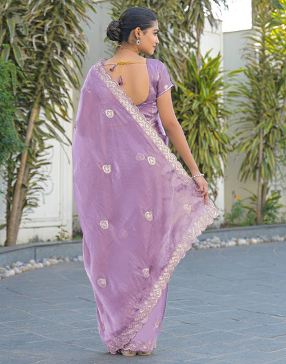 Lavender Shimmer Sequence Embroidery Saree