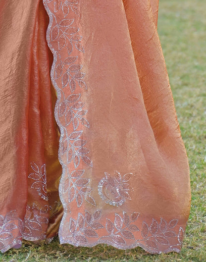 Peach Shimmer Stone Work Embellished Saree