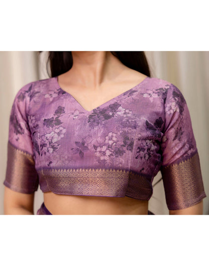 Mauve Cotton Silk Floral Printed Saree