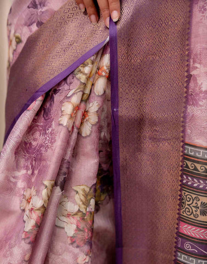 Mauve Cotton Silk Floral Printed Saree
