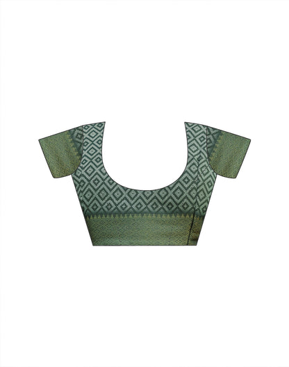 Dusty Green Cotton Silk Floral Printed Saree