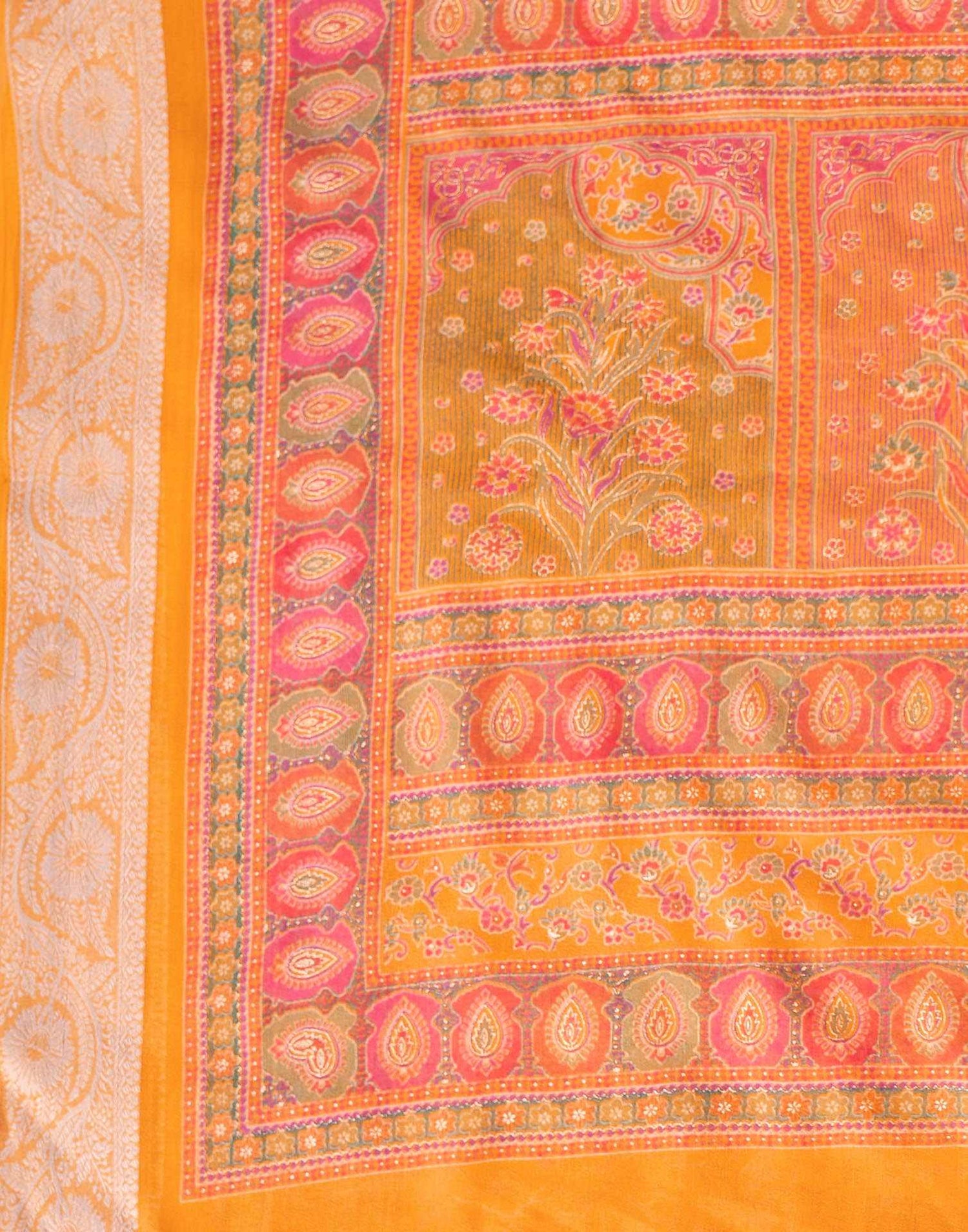 Yellow Georgette Printed Saree