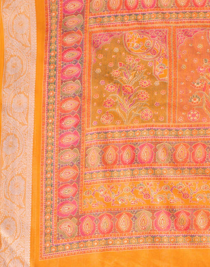 Yellow Georgette Printed Saree