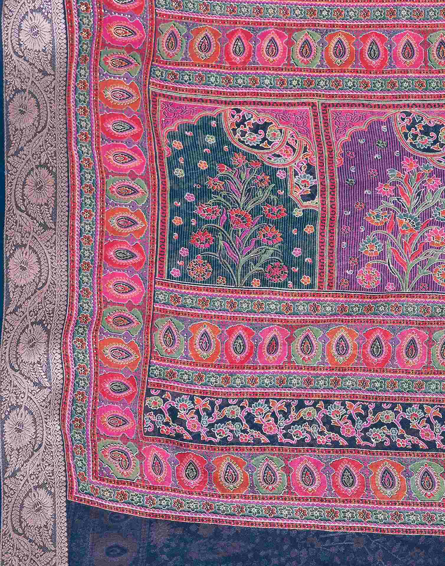 Teal Blue Georgette Printed Saree