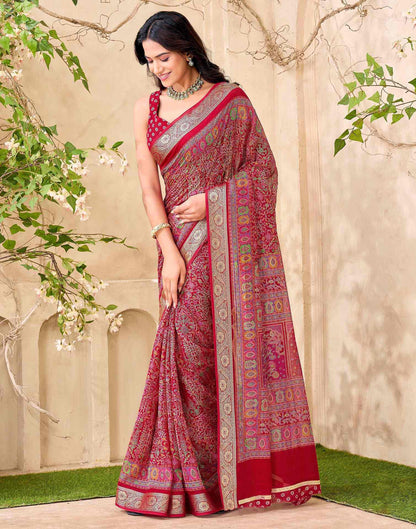 Red Georgette Printed Saree
