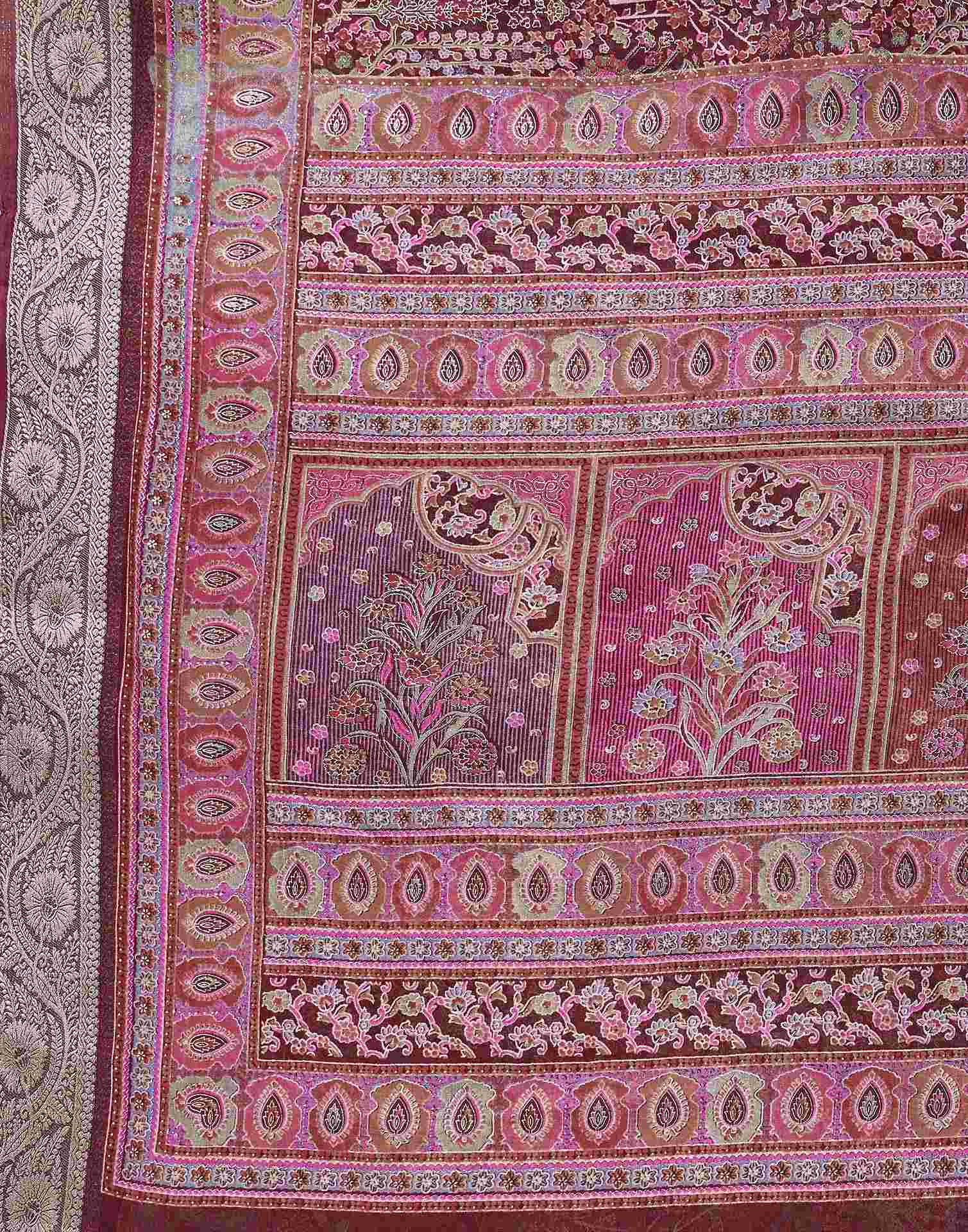 Wine Georgette Printed Saree