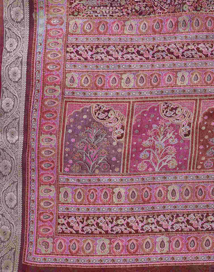 Wine Georgette Printed Saree