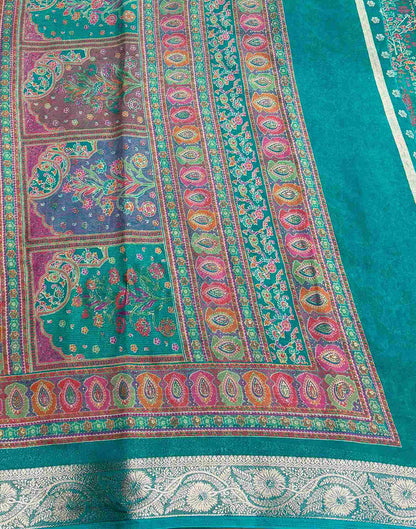 Teal Green Georgette Printed Saree