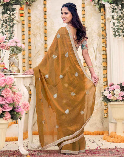 Khaki Shimmer Sequence Embroidery Saree