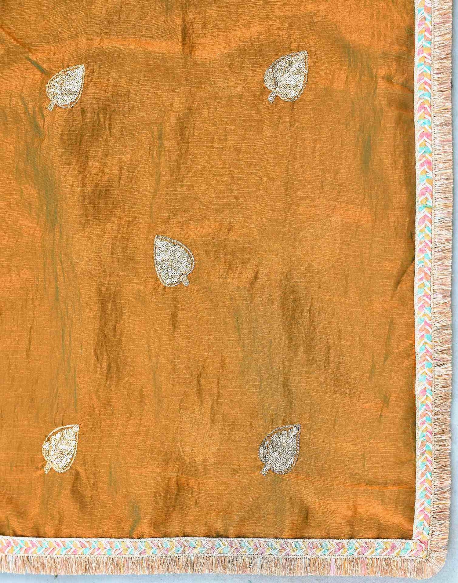 Khaki Shimmer Sequence Embroidery Saree