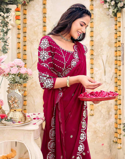 Rani Pink Georgette Sequence Saree