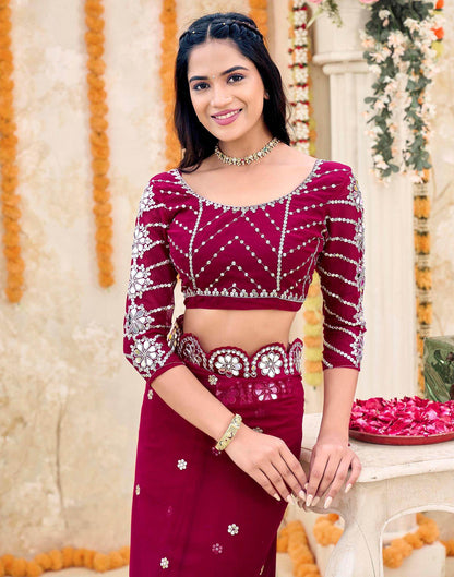 Rani Pink Georgette Sequence Saree