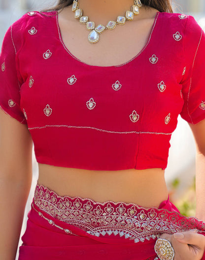 Pink Shimmer Sequence Embroidery Saree