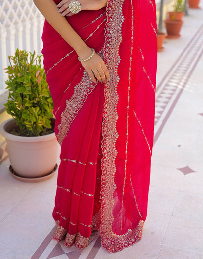 Pink Shimmer Sequence Embroidery Saree