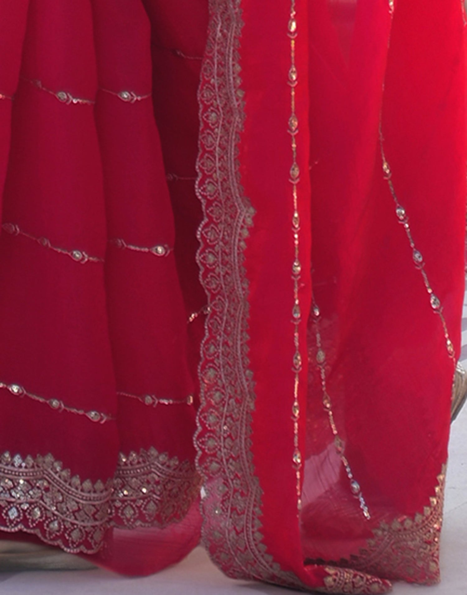 Pink Shimmer Sequence Embroidery Saree