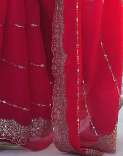 Pink Shimmer Sequence Embroidery Saree