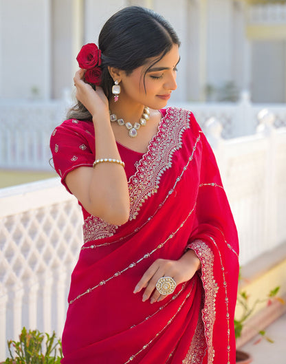 Pink Shimmer Sequence Embroidery Saree