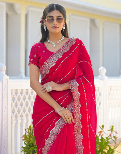 Pink Shimmer Sequence Embroidery Saree