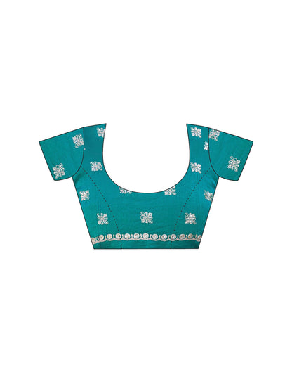 Teal Green Shimmer Sequence Embroidery Saree