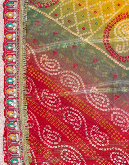 Maroon Georgette Bandhani Printed Saree